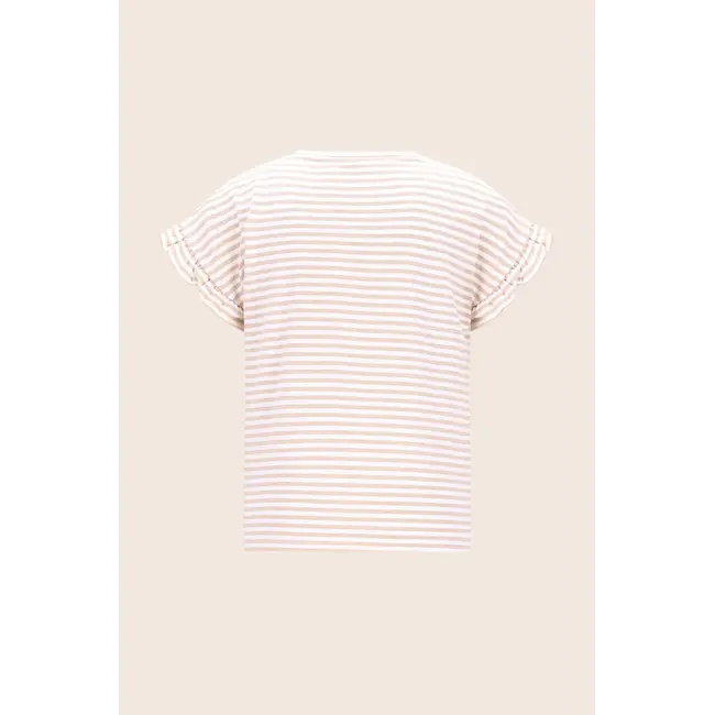 Emma Ruffle Sleeve tee Gold Stripe