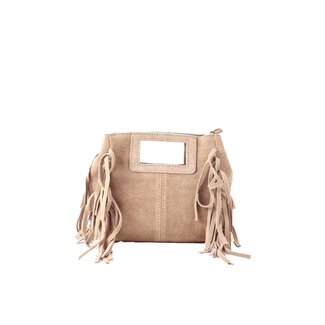 Lederen Schoudertas Suède Beige