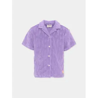 SCOTCH & SODA AMSTERDAM Jacquard towelling shortsleeved shirt 650 DARK PINK Cactus Stripe Paisley Purple