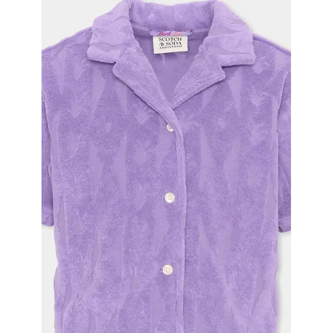 Jacquard towelling shortsleeved shirt 650 DARK PINK Cactus Stripe Paisley Purple