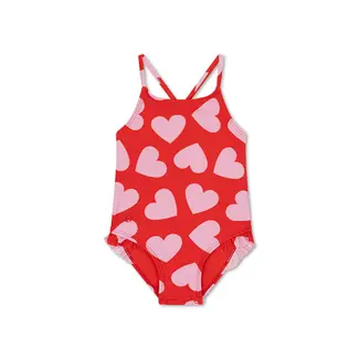 Swim Essentials Swimsuits Girls-Red Hearts