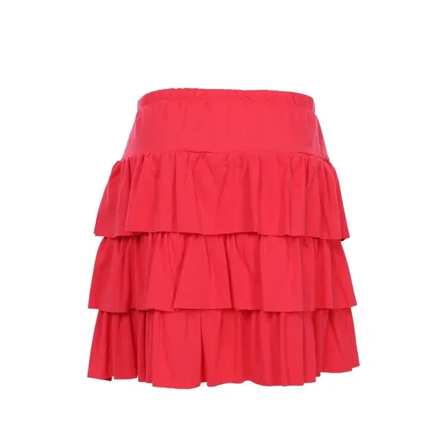2611-7120 -770  Ruffeld Skirt Poppy Red