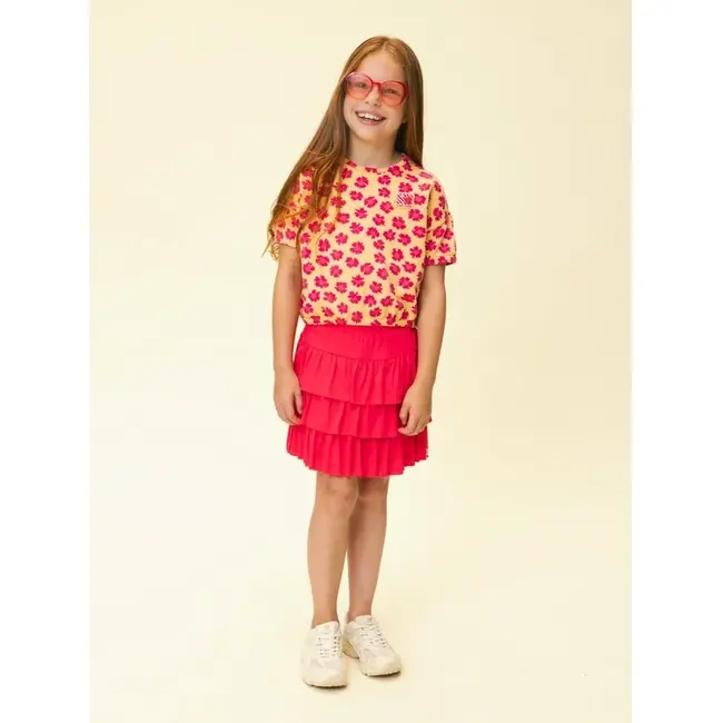 2611-7120 -770  Ruffeld Skirt Poppy Red