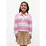RUGBY STRIPE POLO LS, TOU/Pink Daisy Stripes