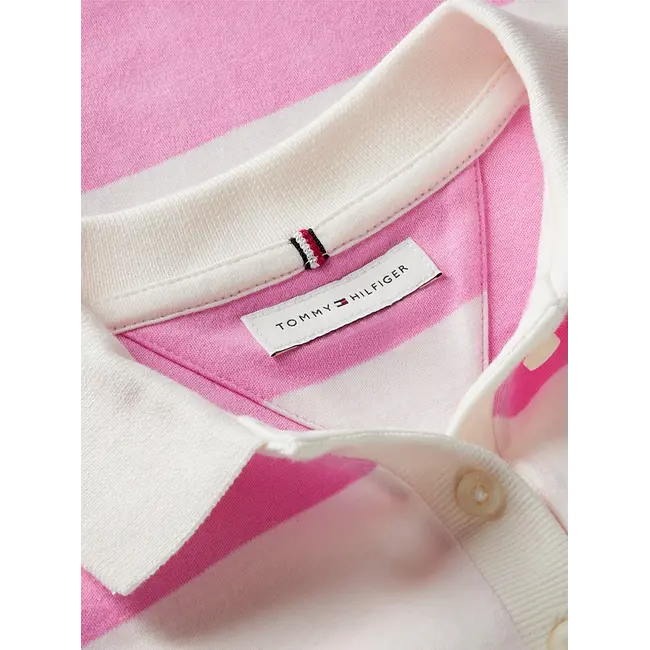 RUGBY STRIPE POLO LS, TOU/Pink Daisy Stripes