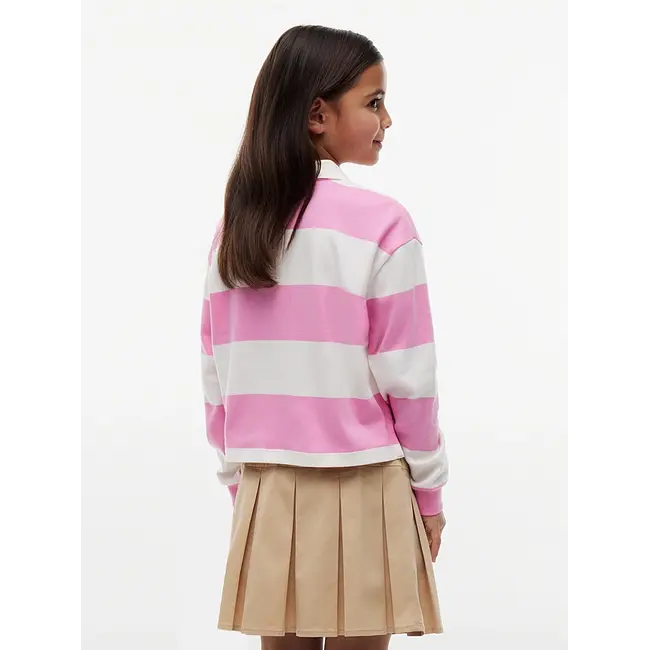 RUGBY STRIPE POLO LS, TOU/Pink Daisy Stripes