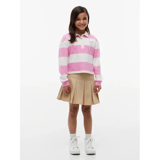 RUGBY STRIPE POLO LS, TOU/Pink Daisy Stripes