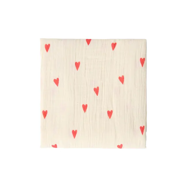Swaddle Natural Hearts Rood-Naturel