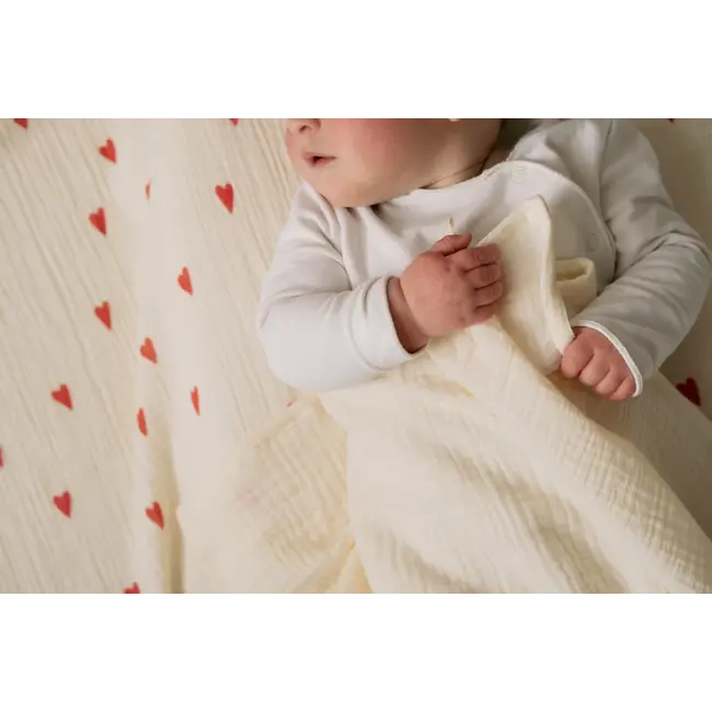 Swaddle Natural Hearts Rood-Naturel