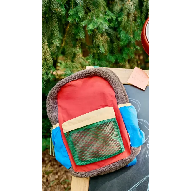 Fiery Red Patchwork Midi Backpack