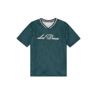 Les Deux Check AOP Mesh T-Shirt  509 MEDITERRANEA GREEN