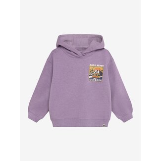 DAILY7 Oversized Hoodie Chest Print  Purple 6986 Purple Melange