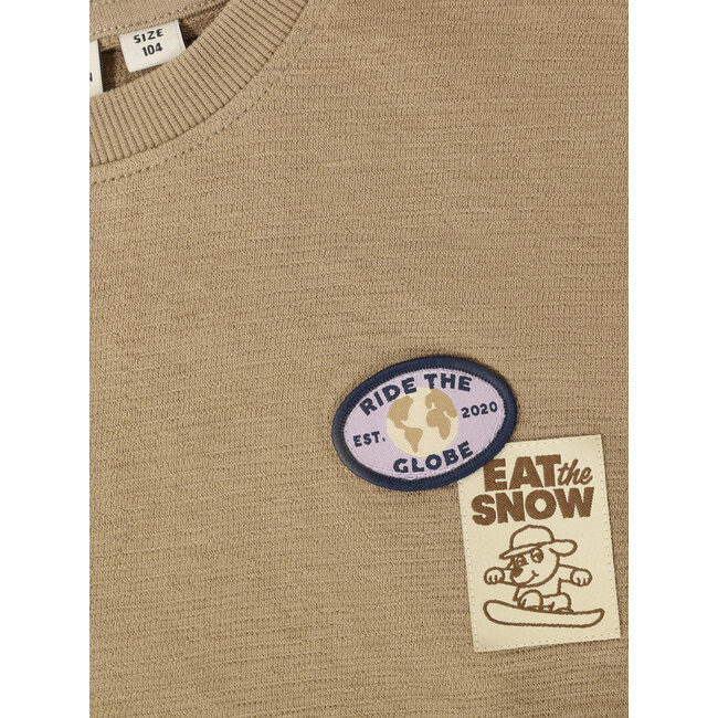 T-shirt Longsleeve Badge  Brown 2745 Plaza Taupe