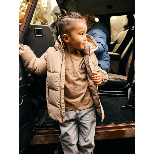 T-shirt Longsleeve Badge  Brown 2745 Plaza Taupe