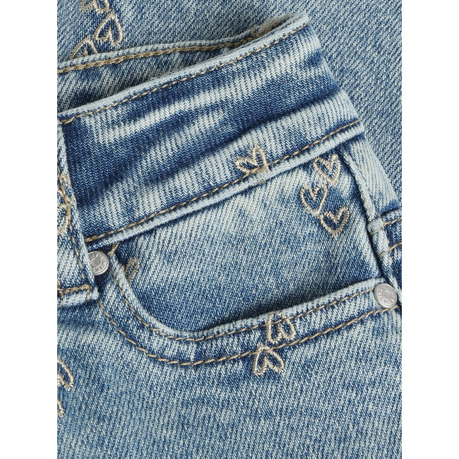 Denim Mom Fit Embroidery  Blue 7154 Used Medium Denim