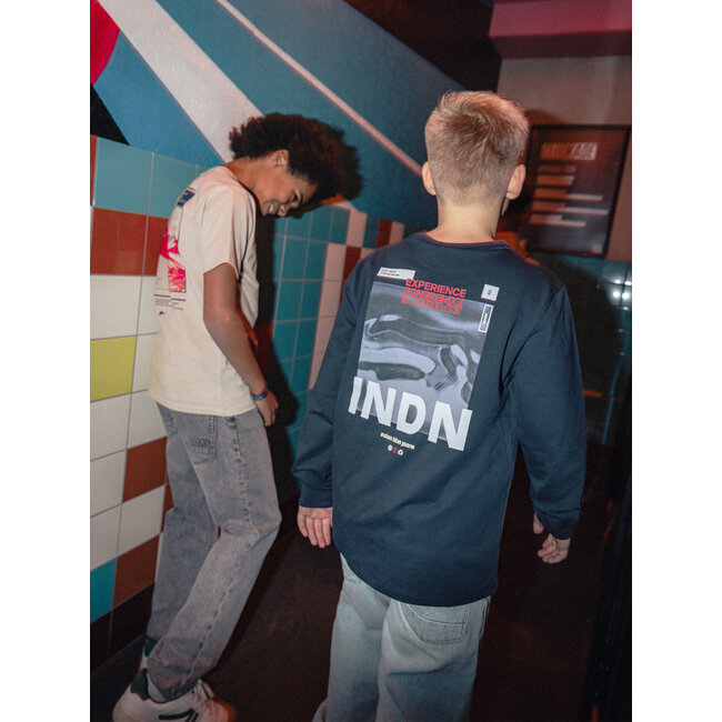 T-Shirt LS Backprint Indian /7845/Deep Navy