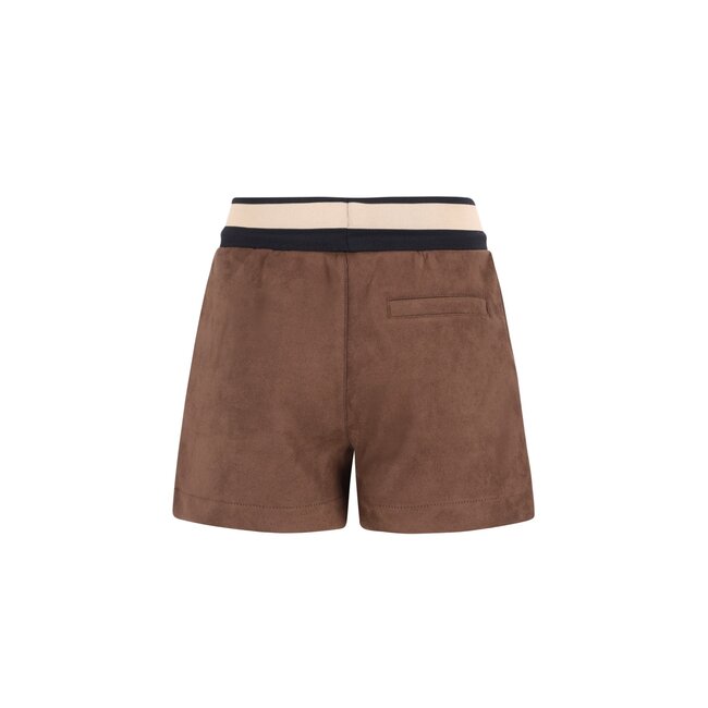 Faylinn Flo girls faux leather short with fancy jacquard rib WB 470 Choco