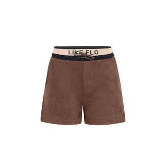 Like Flo Faylinn Flo girls faux leather short with fancy jacquard rib WB 470 Choco