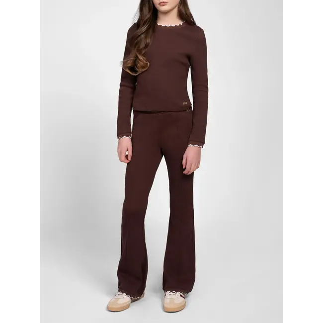 Eveline Rib Flared Pants 5011 Dark Chocolate