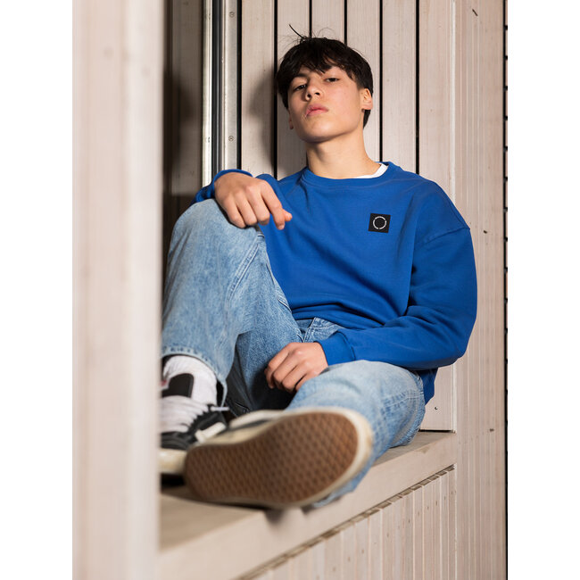 Loose Fit Sweat Badge Brushed Blue 7642 Fresh Cobalt
