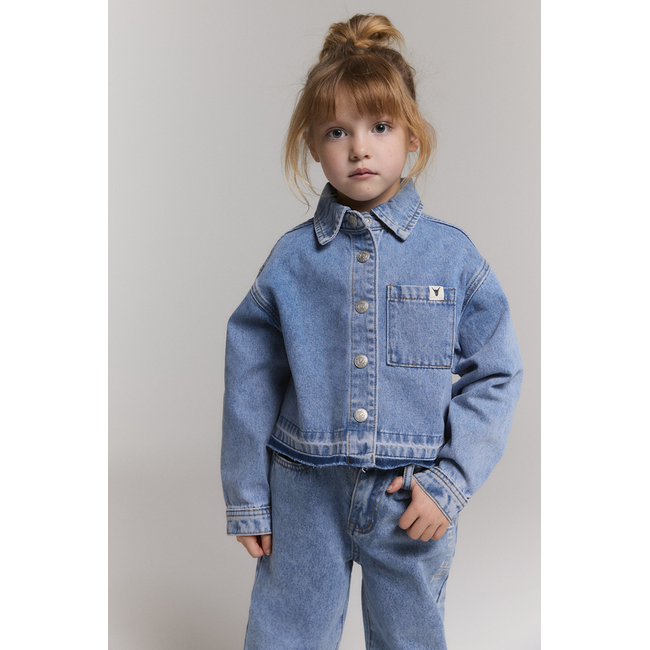 kids woven flowy denim blouse 197 Mid Denim Blue