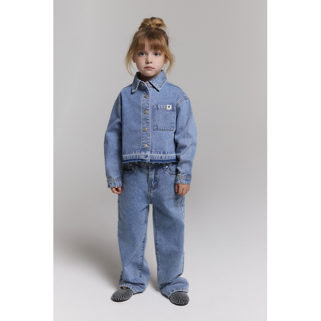 kids woven flowy denim blouse 197 Mid Denim Blue