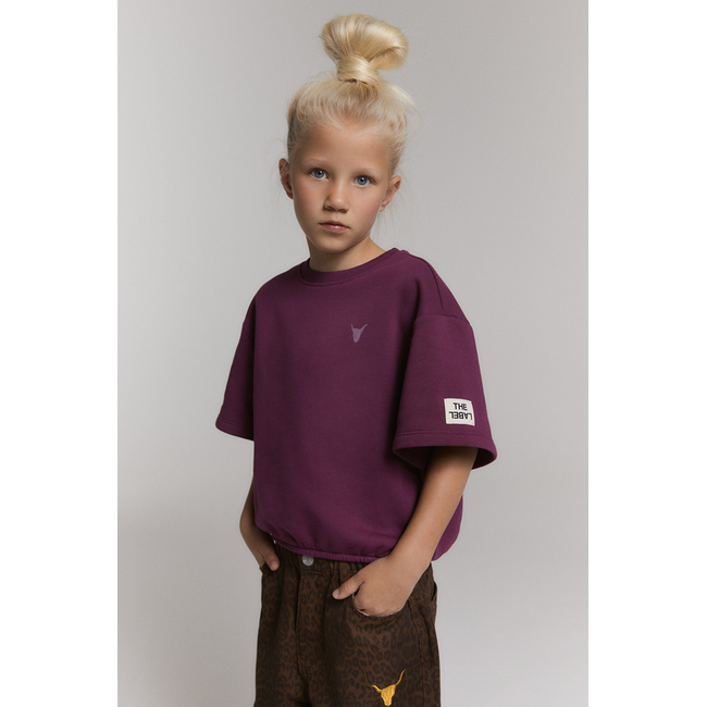 kids knitted cropped T-shirt 517 Aubergine