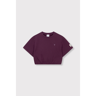 Alix the Label kids knitted cropped T-shirt 517 Aubergine