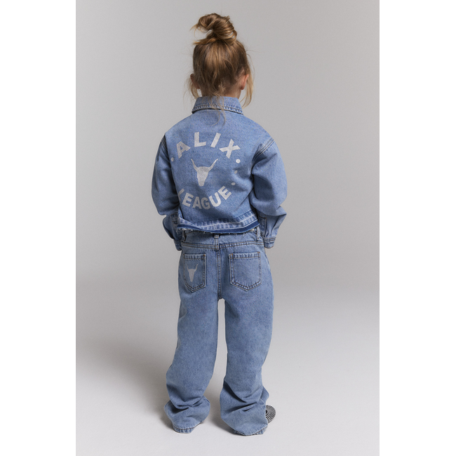kids woven flowy denim pants 197 Mid Denim Blue
