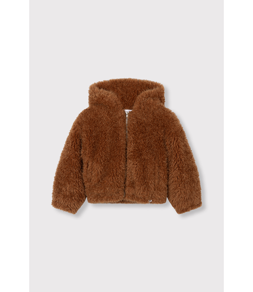 Alix the Label kids woven fur coat 666 Cognac