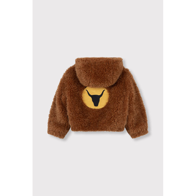 kids woven fur coat 666 Cognac