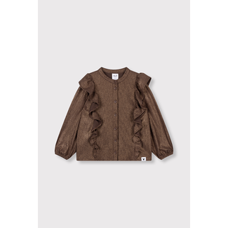 Alix the Label kids knitted shiny ruffle blouse 659 Warm Brown