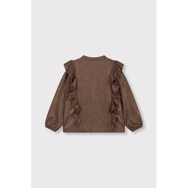 kids knitted shiny ruffle blouse 659 Warm Brown