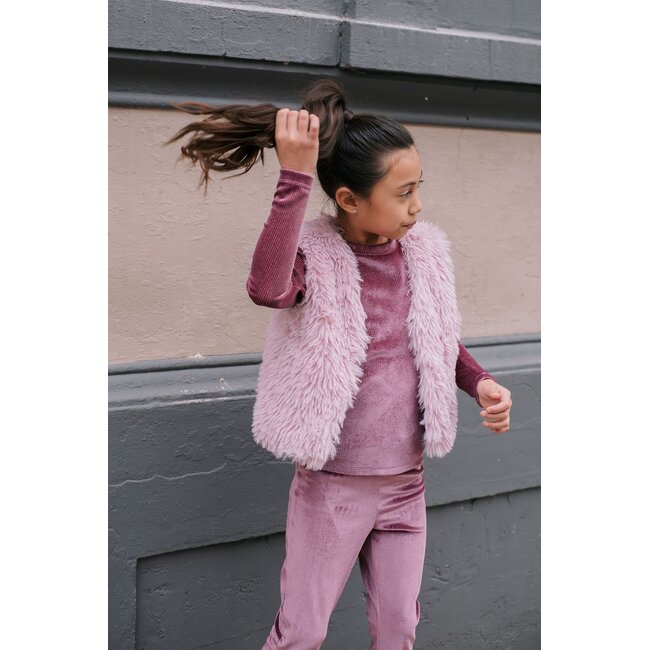 Femke Flo girls velvet glitter flared pants 628 Purple mauve