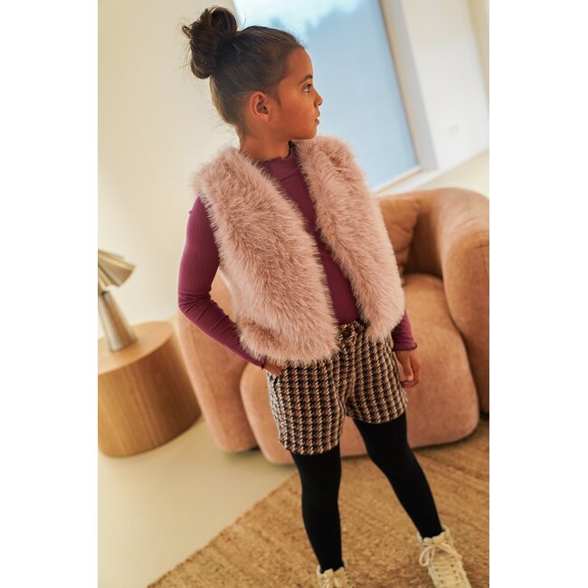 Diam Flo girls faux fur hairy gilet 602 Soft lilac