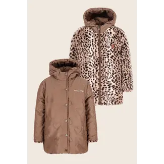 Like Flo Anna Flo girls reversible midi hooded jacket 470 Choco