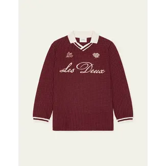 Les Deux Waffle LS Football Jersey  654 CHOCOLATE TRUFFLE RED