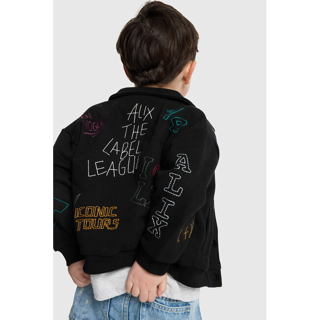 kids knitted patches jacket 999 Black