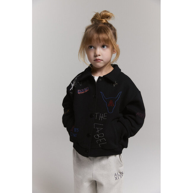 kids knitted patches jacket 999 Black