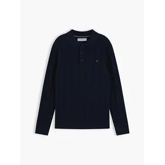 Tommy Hilfiger COTTON CABLE POLO SW, C1G Dark Blue
