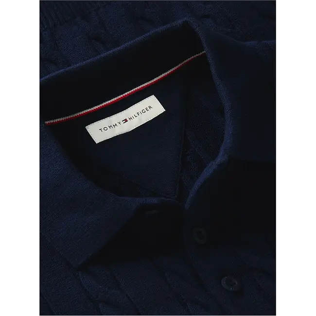 COTTON CABLE POLO SW, C1G Dark Blue