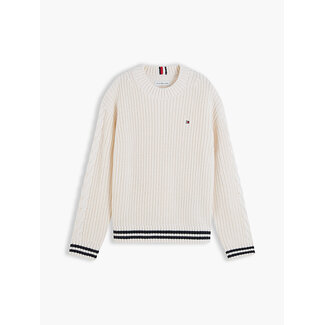 Tommy Hilfiger PLACED SLEEVE CABLE, Z00 Ivory Petal