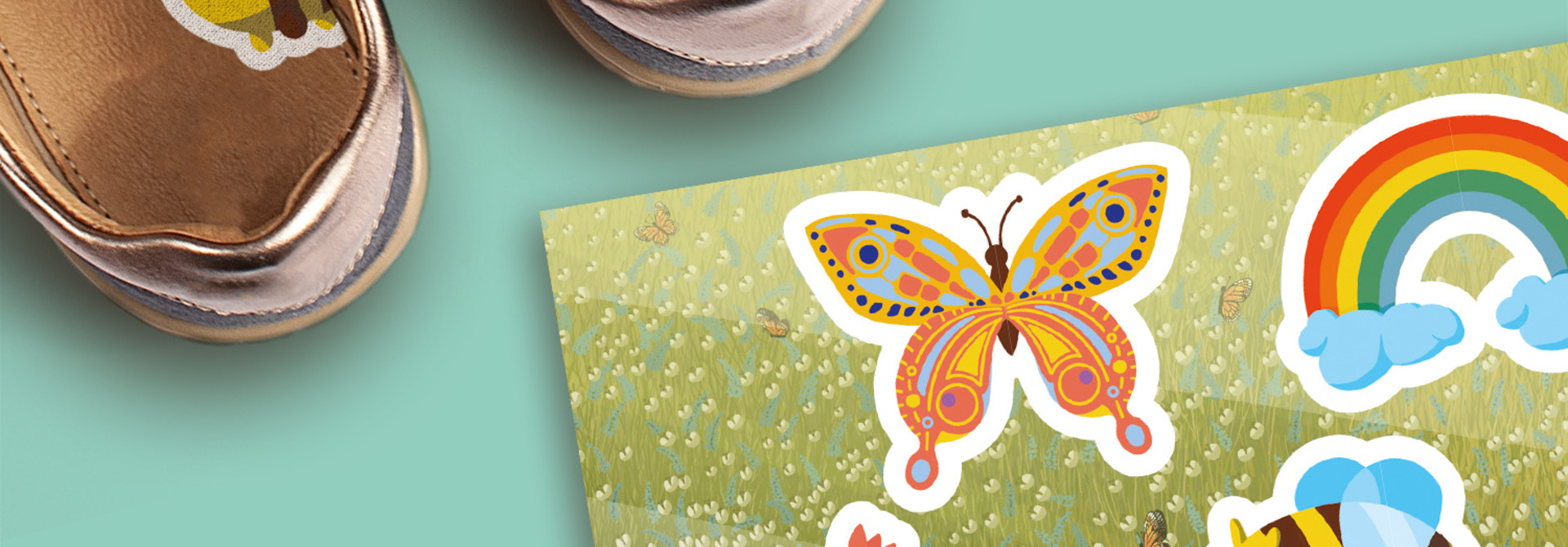 Schoenstickers 1-2-Go bloemetjes en bijtjes