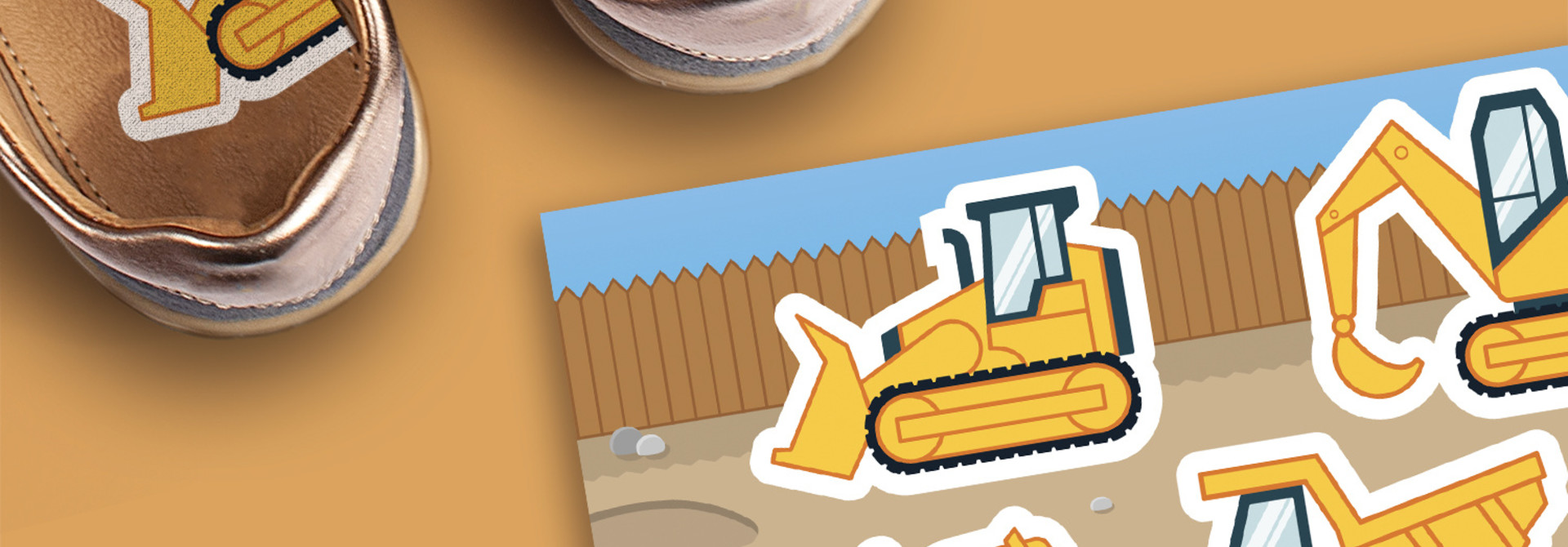 Schoenstickers 1-2-Go bouwwerf
