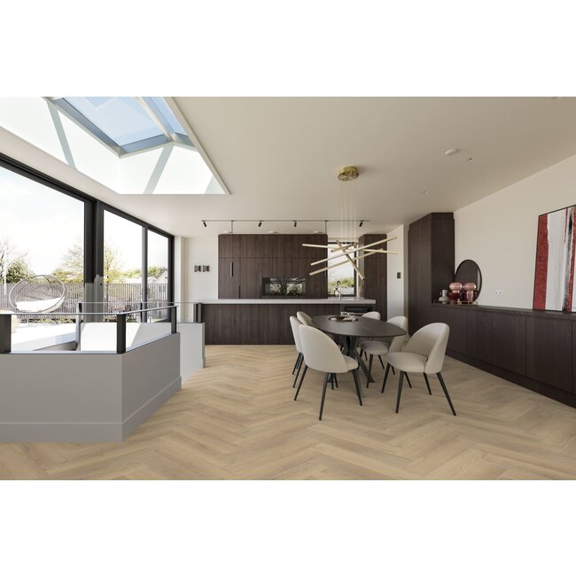 yarenza. Baroque Visgraat XL Naturel Klik PVC met geïntegreerde ondervloer