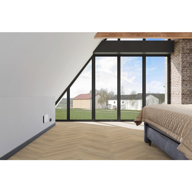 yarenza. Baroque Visgraat XL Naturel Klik PVC met geïntegreerde ondervloer