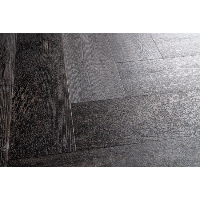 yarenza. Lux Tenebrae Visgraat Charred Black Oak Plak PVC
