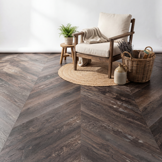 yarenza. Lux Tenebrae Chevron Charred Black Oak Plak PVC