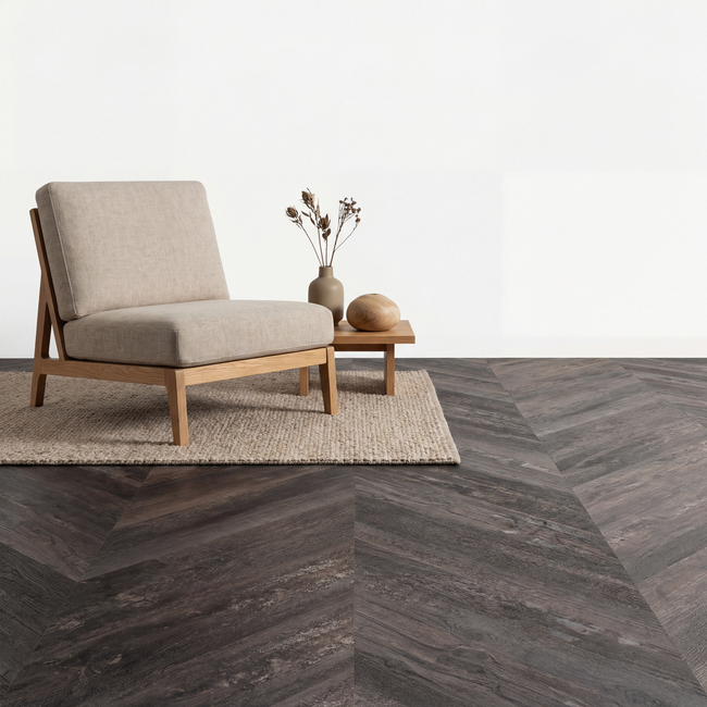 yarenza. Lux Tenebrae Hongaarse Punt Charred Black Oak Plak PVC