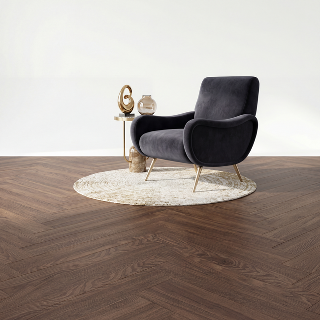 yarenza. Reverie Herringbone Dark Oak Click PVC